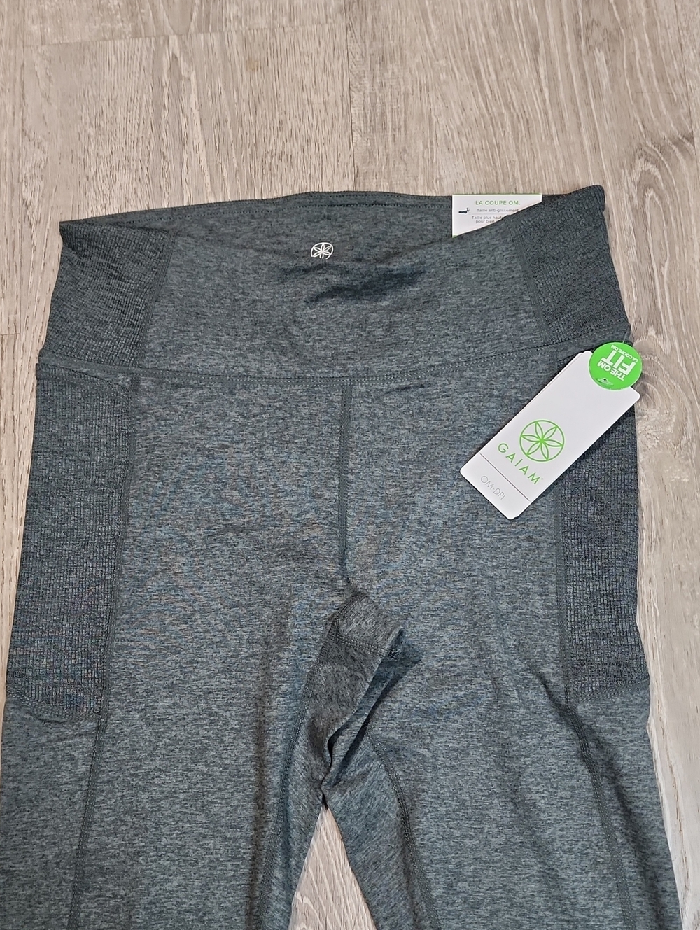 GAIAM The Om Fit Om-Dri Momentum Marled Rib Legging In Urban Chic Heather Size M - Picture 2 of 8